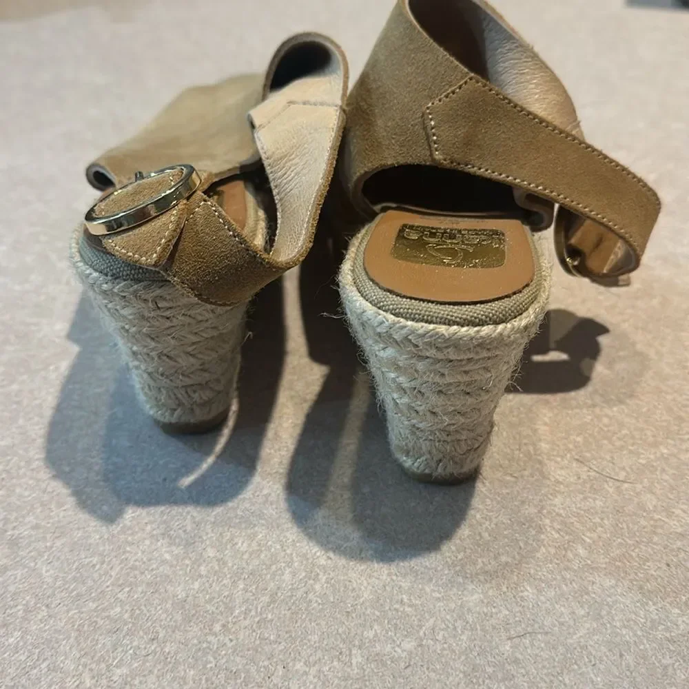KANNA Tan Suede Slingback Espadrille Wedge